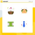 User Interface Pack of 4 Basic Flat Icons of basket, football, easter, food, sports