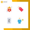 User Interface Pack of 4 Basic Flat Icons of crown, multimedia, romance, label, phone