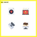 User Interface Pack of 4 Basic Flat Icons of document, communication, laptop, user, telecommunication