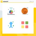 User Interface Pack of 4 Basic Flat Icons of engine, arrow, optimization, basketball, up Royalty Free Stock Photo