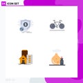 4 Universal Flat Icon Signs Symbols of finance, building, secure, movement, real