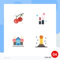 User Interface Pack of 4 Basic Flat Icons of food, friendly, cherry, fashion, home