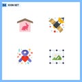 User Interface Pack of 4 Basic Flat Icons of house, heart, nature, space, creative