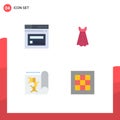 User Interface Pack of 4 Basic Flat Icons of internet, report, website, wedding, grid