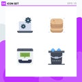 User Interface Pack of 4 Basic Flat Icons of laptop, center, beef, food, contact