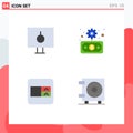 User Interface Pack of 4 Basic Flat Icons of lock, form, pc, economy, wireframe