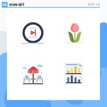 User Interface Pack of 4 Basic Flat Icons of movie, dinner, onward, flower, park