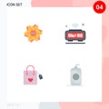 User Interface Pack of 4 Basic Flat Icons of star, wifi, logo, clock, love