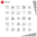 User Interface Pack of 25 Basic Lines of education, apple, halloween, shopping, online