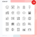 25 Universal Lines Set for Web and Mobile Applications electronics, simple, site, full, american