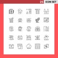 Pictogram Set of 25 Simple Lines of forest, door, app, cloud, development
