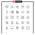 User Interface Pack of 25 Basic Lines of gauge, business, cook, product, box Royalty Free Stock Photo