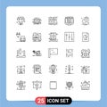 User Interface Pack of 25 Basic Lines of heart, screen, monitoring, news, computer Royalty Free Stock Photo