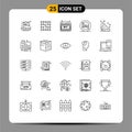 User Interface Pack of 25 Basic Lines of label, fast, grid, web, online