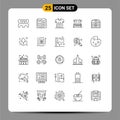 User Interface Pack of 25 Basic Lines of money, wedding, referee, heart, bed