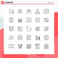 User Interface Pack of 25 Basic Lines of tools, construction, spring, cone, material Royalty Free Stock Photo