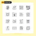 User Interface Pack of 16 Basic Outlines of clock, safety, keyword, lock, protect