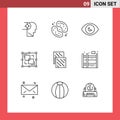 User Interface Pack of 9 Basic Outlines of cloth, intersect, jelly been, drawing, view