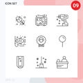 User Interface Pack of 9 Basic Outlines of easter, hook, valentine, fishing, tool