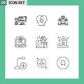 User Interface Pack of 9 Basic Outlines of hardware, network, setting, computer, tactic