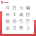 User Interface Pack of 16 Basic Outlines of ideas, brain, left, connect, id