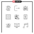 User Interface Pack of 9 Basic Outlines of imac, computer, estate, six sides, hexagon Royalty Free Stock Photo
