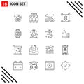 User Interface Pack of 16 Basic Outlines of love, handwatch, spring, shape, development Royalty Free Stock Photo