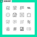 User Interface Pack of 16 Basic Outlines of multimedia, brick, telephoe, wall, firewall