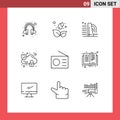 User Interface Pack of 9 Basic Outlines of technology, gadgets, construction, devices, lock