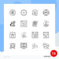 User Interface Pack of 16 Basic Outlines of time, world, thanks day, internet, environment