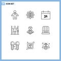 9 Creative Icons Modern Signs and Symbols of world, ribbon, event, care, improvement