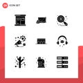 User Interface Pack of 9 Basic Solid Glyphs of advertisment, announcement, login, setting, tax monitoring