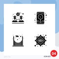 User Interface Pack of 4 Basic Solid Glyphs of agreement, seo, clock, bridge, tactics