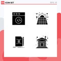 User Interface Pack of 4 Basic Solid Glyphs of app, letter, battery, battery, mail