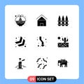 User Interface Pack of 9 Basic Solid Glyphs of arrow, chevron, house, arrow, gardening