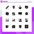 Pack of 16 Modern Solid Glyphs Signs and Symbols for Web Print Media such as attention, fie, budget, storage, plant