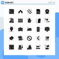 User Interface Pack of 25 Basic Solid Glyphs of banking, sim, spark, phone, card