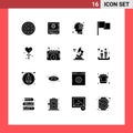 User Interface Pack of 16 Basic Solid Glyphs of basic, mind, lock, human, dollar Royalty Free Stock Photo