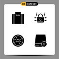 User Interface Pack of 4 Basic Solid Glyphs of briefcase, danger, louck, secure, laboratory Royalty Free Stock Photo