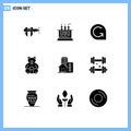 User Interface Pack of 9 Basic Solid Glyphs of building, loving, medical, love, crypto currency