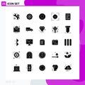 User Interface Pack of 25 Basic Solid Glyphs of business, electronic book, user, ebook, focus