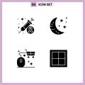 User Interface Pack of 4 Basic Solid Glyphs of cancer, cart, injection, night, online