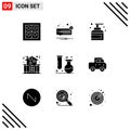 User Interface Pack of 9 Basic Solid Glyphs of chemistry, love, cleaning, home, spray Royalty Free Stock Photo