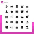 User Interface Pack of 25 Basic Solid Glyphs of code, bar, cloud, romance, heart Royalty Free Stock Photo
