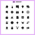 User Interface Pack of 25 Basic Solid Glyphs of computer, pin, zoom in, navigation, location