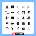 User Interface Pack of 25 Basic Solid Glyphs of computers, paper plane, arrow, email, back