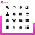 User Interface Pack of 16 Basic Solid Glyphs of contact, fan, space, extractor, superhero