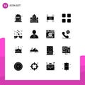 User Interface Pack of 16 Basic Solid Glyphs of couple, math, costs, education, calc Royalty Free Stock Photo