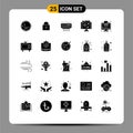 User Interface Pack of 25 Basic Solid Glyphs of diagram, virus, ac, internet, biology