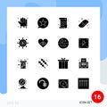 User Interface Pack of 16 Basic Solid Glyphs of economics, eraser, star, education, paint